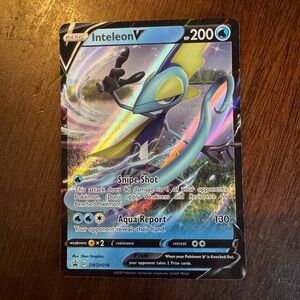 Pokemon Inteleon V Blue Yellow Holo Card